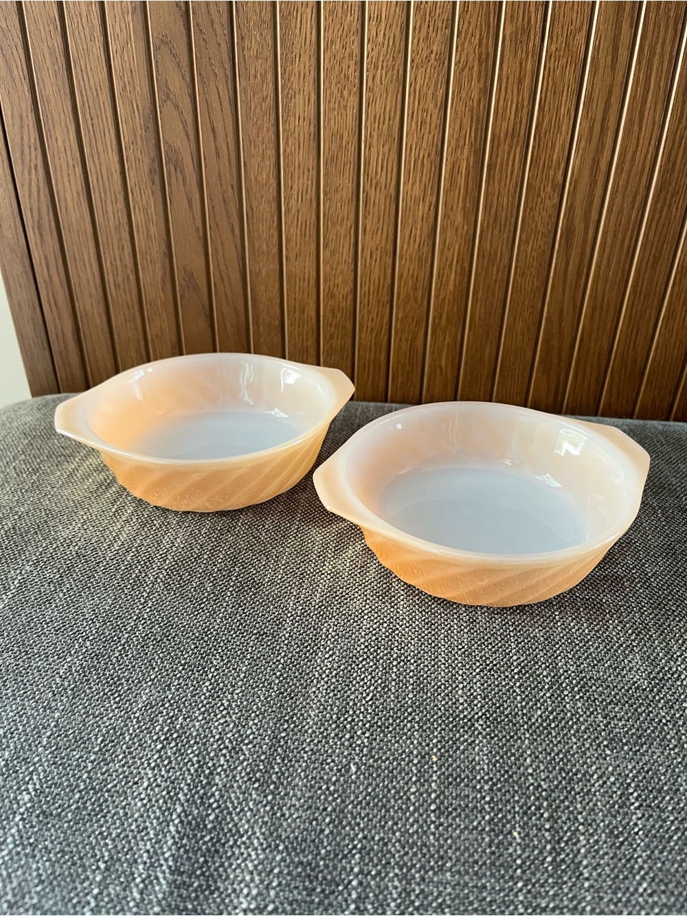Fire King Peach Opalescent Glass Bowls - Pair
